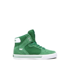 Kids Supra High Top Shoes VAIDER Green/White/white | AU-69646